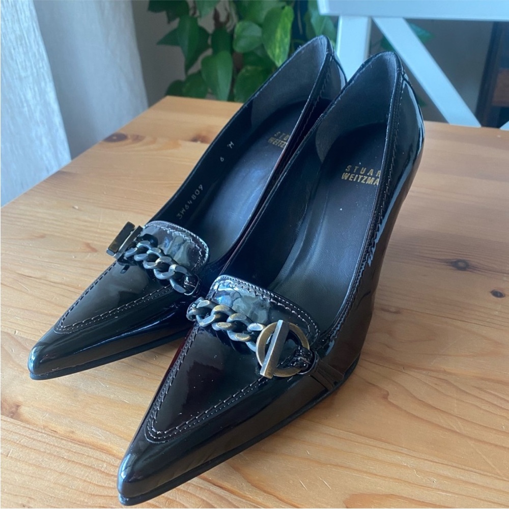Stuart Weitzman point toe patent leather dark brown pumps, 6